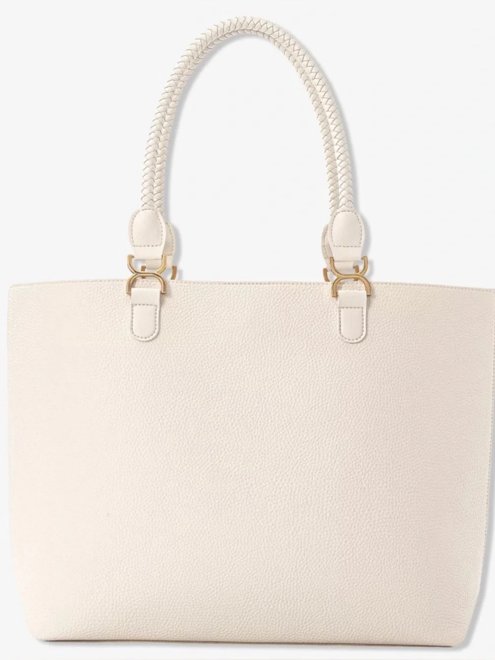Ulta Beauty Cream Braided-Handle Pebbled Tote with Gold Hardware - Picture 1 of 3